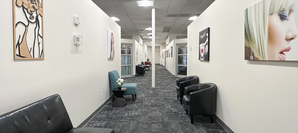 view down a hallway at Galery of Hair Colorists